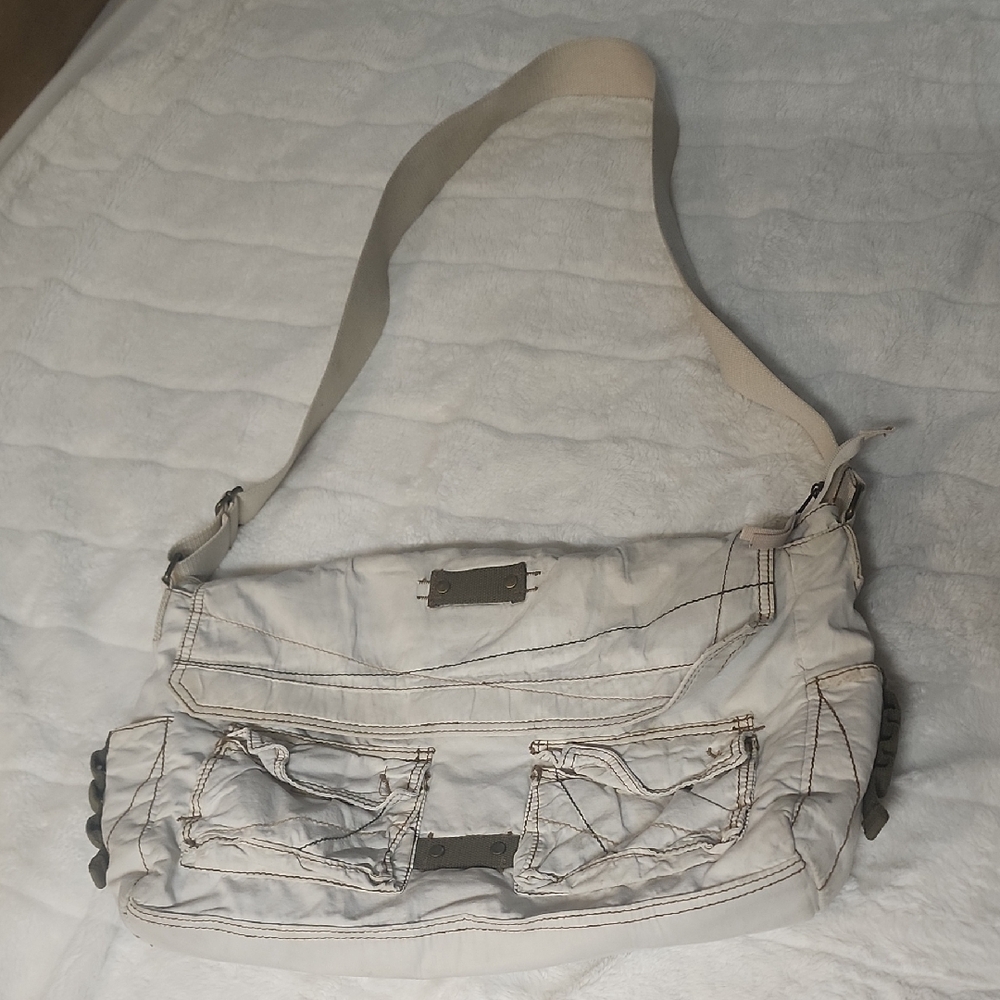 Old Navy White and Gray Shoulder Bag